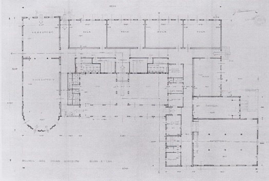Fig. 17. Asilo Santarelli, Forlì, 1934-1937, planimetria del piano terra (Guido Savini).