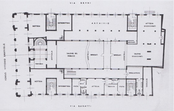 Fig. 4. Sede INFPS di Forlì, planimetria del piano terra, 1935.