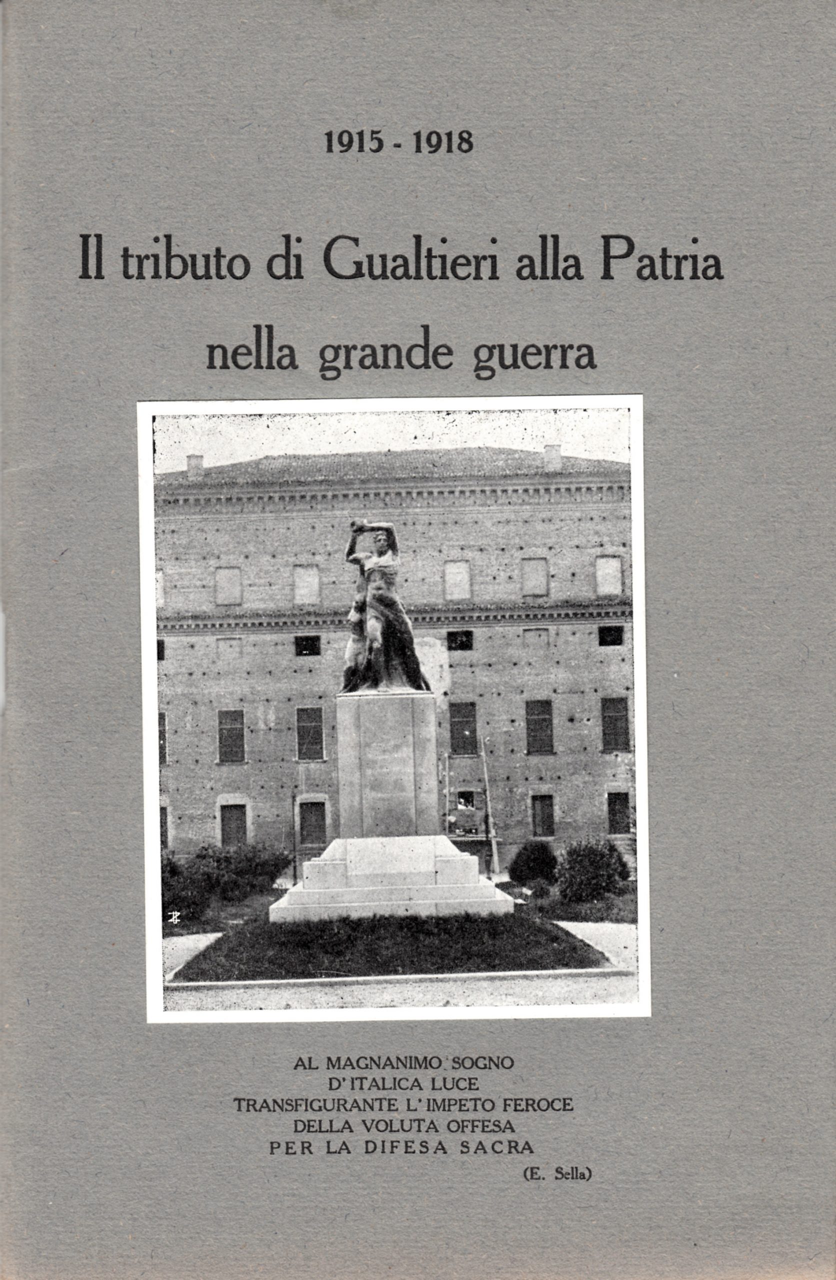 Fig. 4. Opuscolo commemorativo dei caduti della Prima guerra mondiale del comune di Gualtieri (Archivio Provincia di Reggio Emilia).